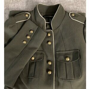 White House Black Market Ladies Olive Military Jacket Size XXSP Brass Buttons